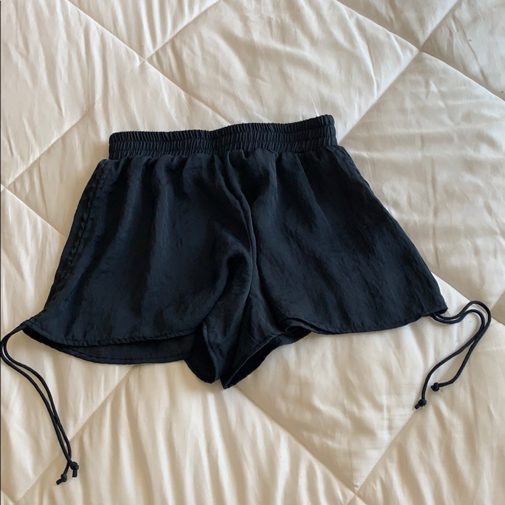 Silky rayon navy blue shorty shorts